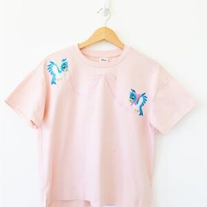 Disney Women's Light Pink Tee with Blue Bird Design